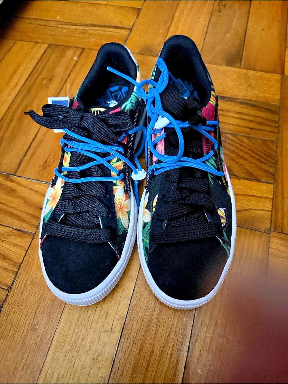 Puma Floral Sneakers in Black & White NWT